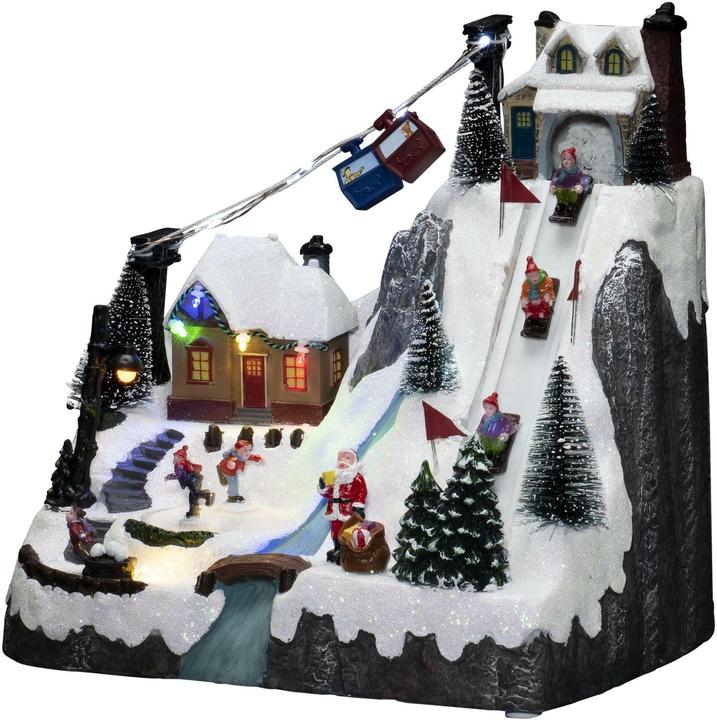 Konstsmide LED-Figur Skipiste mit Musik, 28 cm, Mehrfarbig