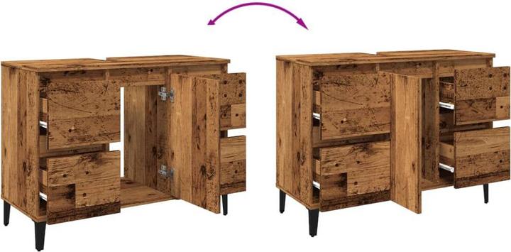Actual product image VidaXL Waschbeckenunterschrank Unterschrank Badschrank Badmöbel Altholz-Optik (80 x 33 x 60 cm)