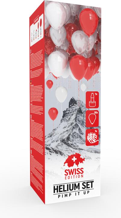 Pimp It Up Helium-Set Swiss Edition Rot/Weiss (2,2 Liter / 30 Luftballons)