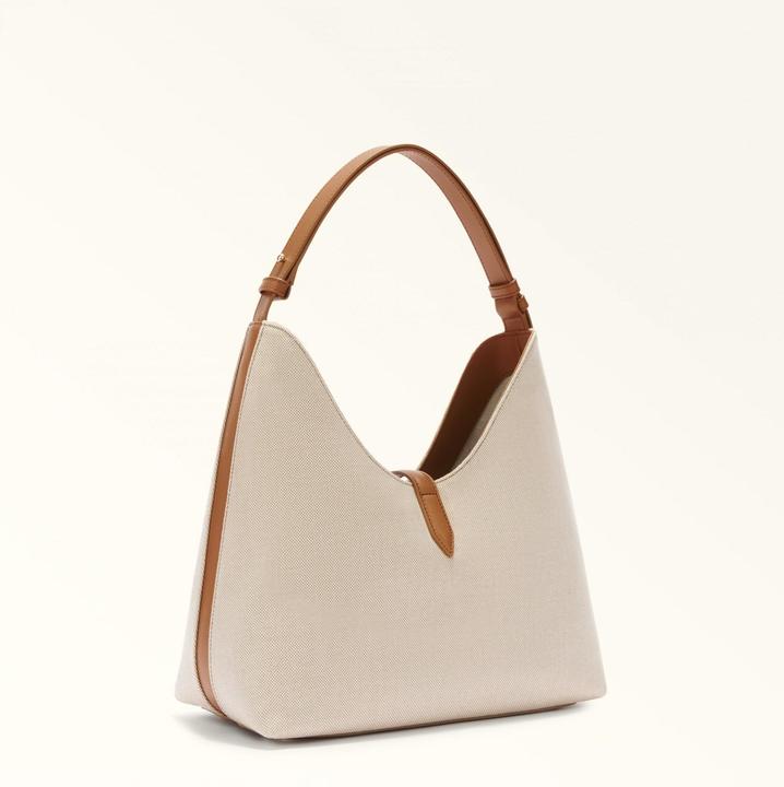 Produktbild Furla goccia m hobo bag in canvas natural/branby color