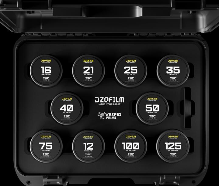 Produktbild Dzofilm Vespid Prime Cine 10-Lens Kit (12/16mm T2.8+21/25/35/40/50/75/100/125mm T2.1(PL+EF mount) (Vollformat)