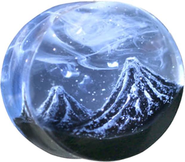 Star Piercing Flared Plug Schneebedeckter Berg Epoxy blau (ohne Messing, Organisch)