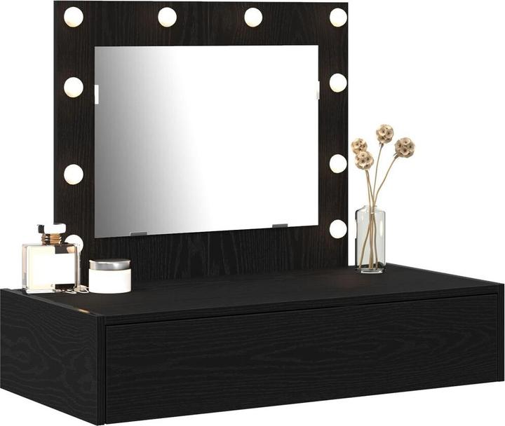 Image du produit VidaXL Coiffeuse murale avec lumières LED en chêne noir