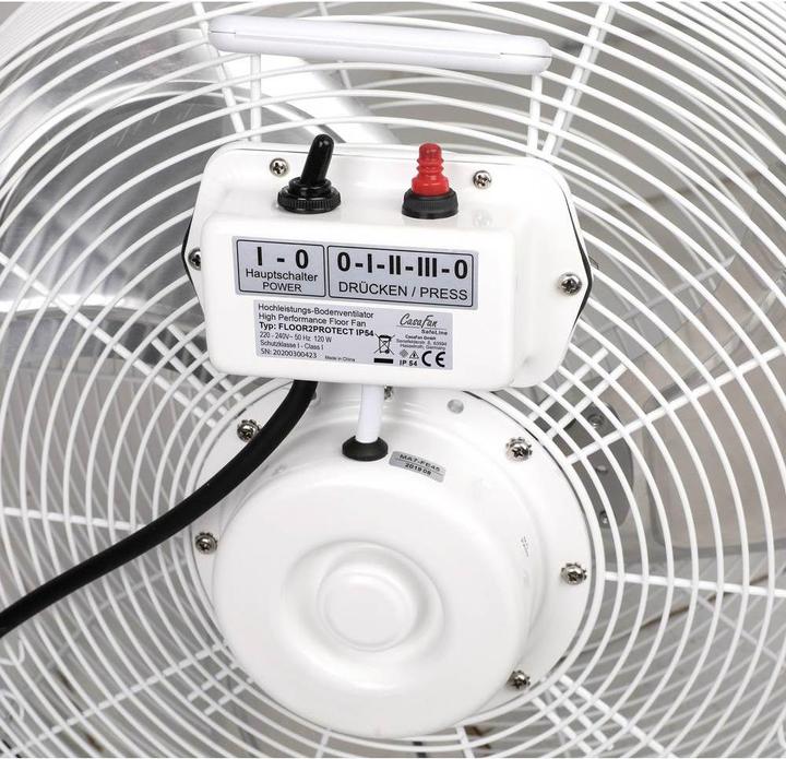 Actual product image CasaFan FLOOR2PROTECT IP54 SL Floor Fan 120 W (Ø x H) 495 mm x 520 mm White (72 dB)