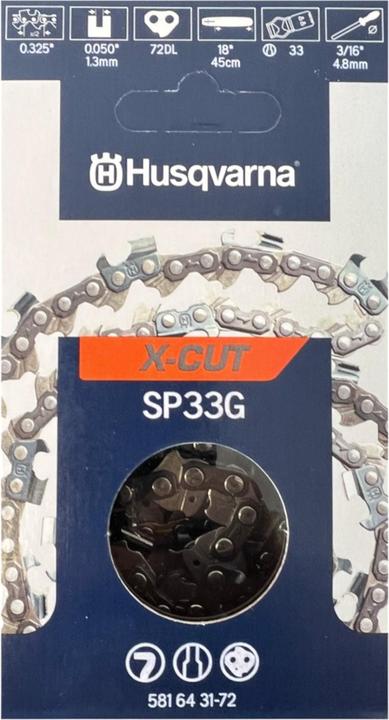 Actual product image Husqvarna X CUT SP33G 3x saw chain replacement chain half chisel 1.3 mm 33 cm (Saw chain)