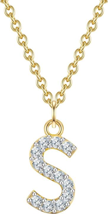 Glanzstücke München Damen Buchstabe S Sterling Silber Zirkonia Gelbgold 45,0 cm Basiskette + 5,0 cm Verlängerung - 32124 (Sterling Silber, 40 - 45 cm)