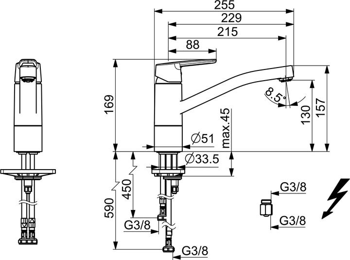 Actual product image Hansa 51591193 EHM kitchen arm, ND HANSAPOLO 5159