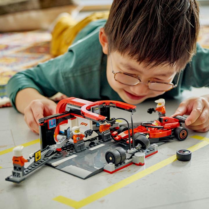 Produktbild LEGO F1 Boxenstopp mit Boxencrew und Ferrari Flitzer (60443, LEGO City)