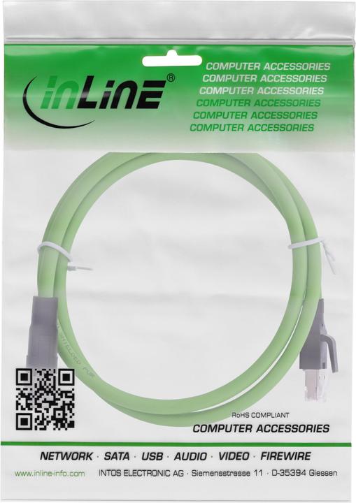 Actual product image InLine Industrial network cable, M12 8-pin X-coded plug to RJ45 plug, Cat.6A PUR, 5m (SF/UTP, CAT6, 5 m)