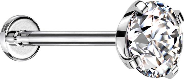 Produktbild Star Piercing Micro Threadless Labret silber mit Kristall silber gefasst (ohne Messing, Chirurgenstahl 316L)