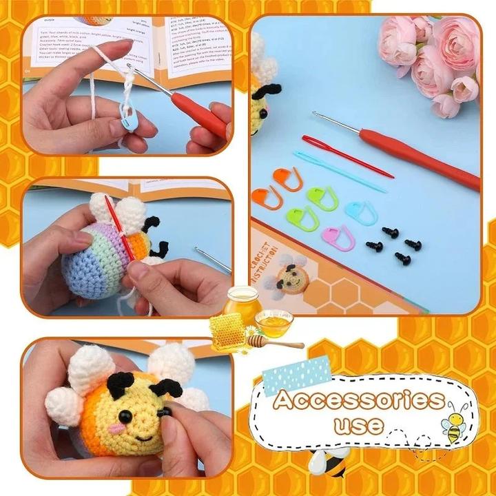 Immagine prodotto Activity Board Set uncinetto Little Bee per principianti con video tutorial filato di cotone per lavorare a maglia