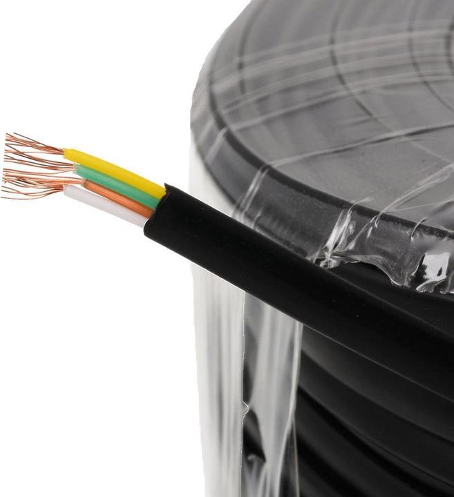 Actual product image Helos Connection cable 4-wire, black, 50 m Flat cable 4-wire, telephone cable, 50 m, AWG28