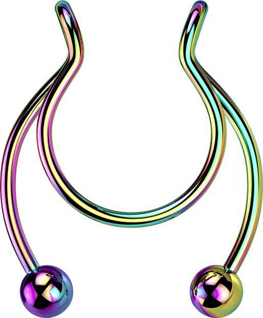 Star Piercing Fake Clip farbig Circular Barbell mit zwei Kugeln (Chirurgenstahl 316L, 0.8 mm)