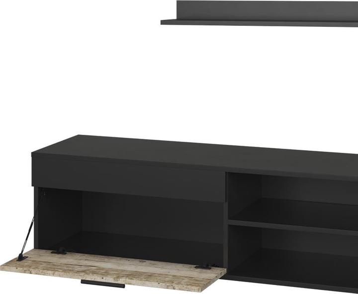 Actual product image Vichy Lowboard & Regal Berno, Schwarz/Sandeiche, mit 1 Klappe