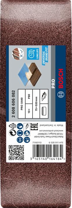 Actual product image Bosch Professional Zubehör PRO X440 sanding belt, 75 x 533 mm, G80 (80)
