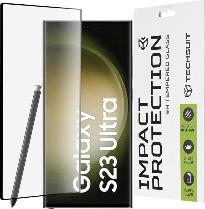 Produktbild Techsuit - 111D Full Cover / Full Glue Glass / 3D Curved Screen - Samsung Galaxy S23 Ultra - Black (1 Stück, Samsung Galaxy S23 Ultra)