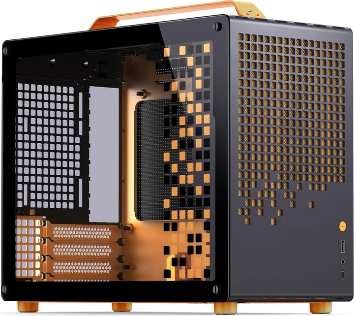 Jonsplus MATX Handle Case Z20 - Black-Orange (mATX, Mini-ITX)