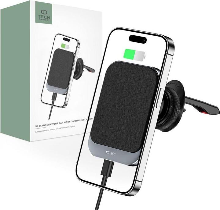 Image du produit Tech-Protect Mm15w-V2 Chargeur Magnétique Magsafe Vent Car Mount Wireless 15w Black