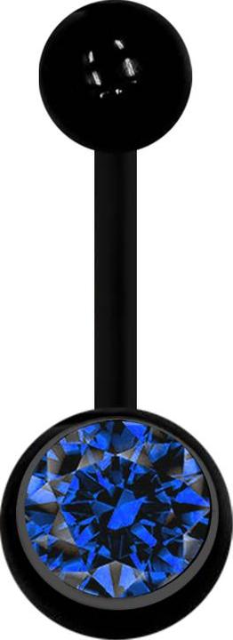 Actual product image Star Piercing Banana black with ball and ball crystal dark blue (Acrylic, without brass)