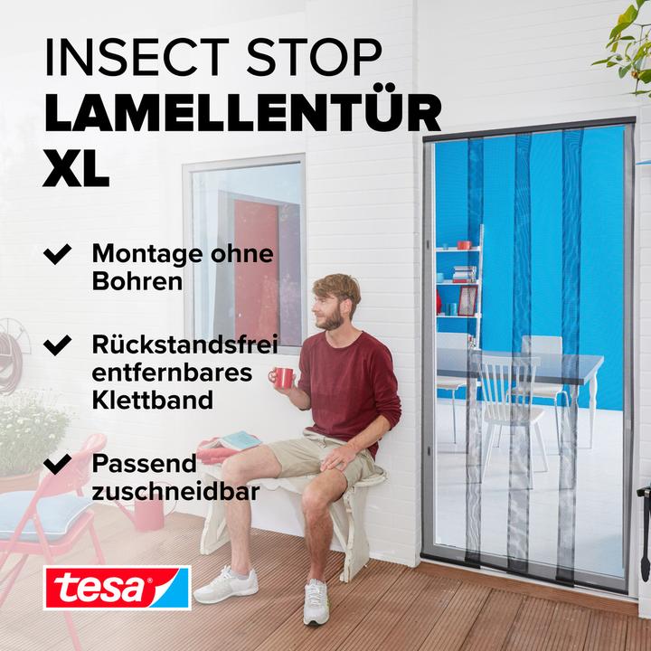 Produktbild tesa Insektenschutz STANDARD Lamellentür, Vorhang mit Klettverschluss, ohne Bohren (120 x 250 cm)