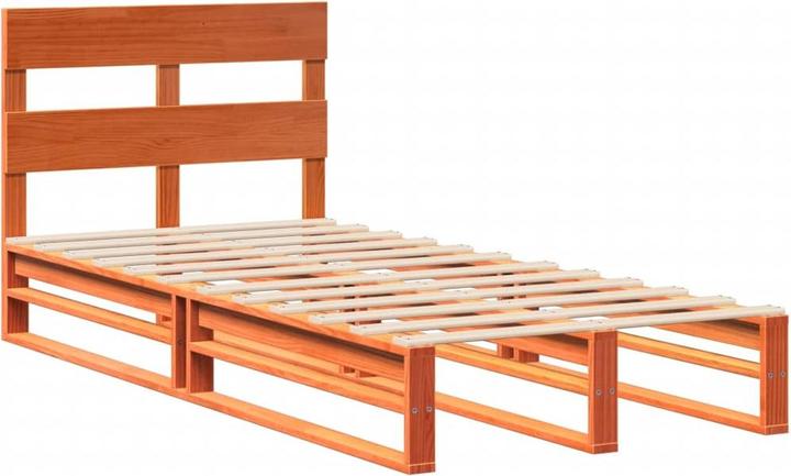 Produktbild VidaXL Massivholzbett Holzbett Bett Palettenbett mit Kopfteil 120x190cm Kiefer (120 x 190 cm)