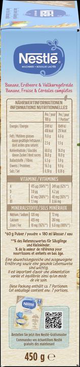 Valori nutrizionali e ingredienti Nestlé Latte Porridge Banana Fragola & Cereali Integrali 8 mesi Plv (515 g)