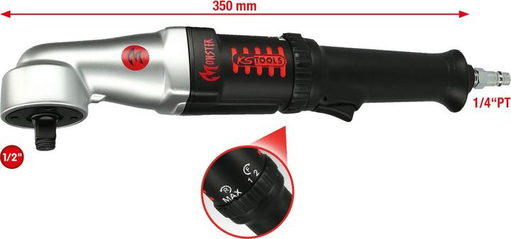 Produktbild KS Tools 1/2" MONSTER Hochleistungs-Druckluft-Winkel-Schlagschrauber, 271 Nm, 105.4 dbA (1/2")
