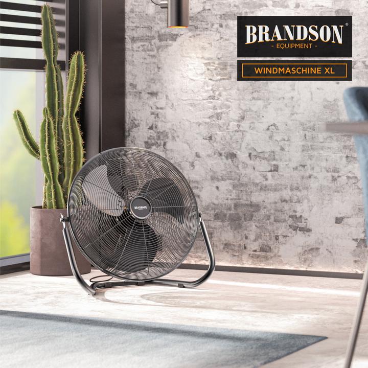 Actual product image Brandson Wind machine 53.5 cm Ø, retro floor fan 200W tiltable, carrying handle, high air flow rate, black (67 dB)