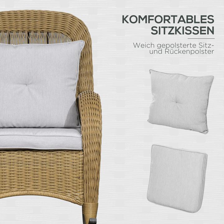 Actual product image Outsunny Rattan Rocking Chair with Seat Cushion
