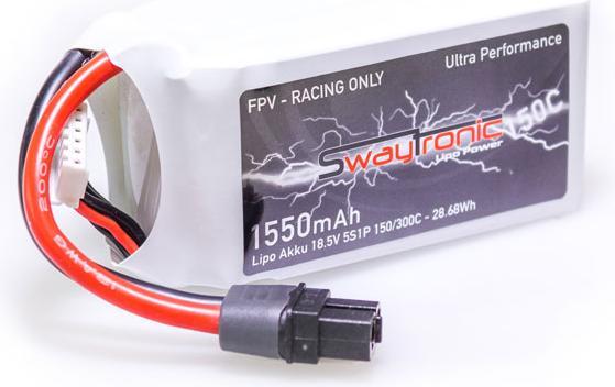 Image du produit Swaytronic FPV LiPo 5S 18.5V 1550mAh 150C XT60 (18.50 V, 1550 mAh)