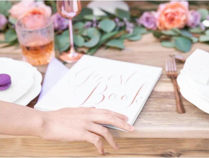 Image du produit Partydeco Livre d'or Guest Book 20 x 24.5 cm, Blanc/or rose (20 x 24.5 cm)