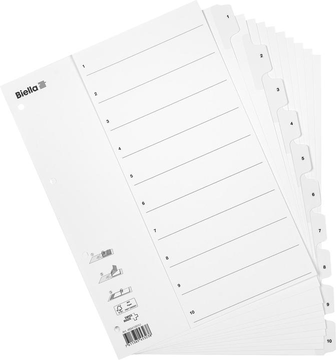 Actual product image Biella Register Cardboard A4 1-10, 4 holes