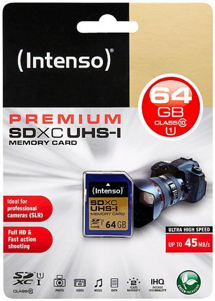 Image du produit Intenso Carte mémoire 64 Go SDHC SD Classe 10 UHS-I (64 Go, SDHC, U1, UHS-I)