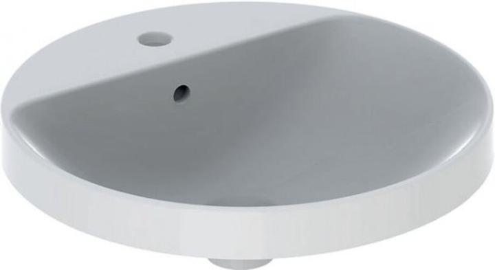 Produktbild Geberit VariForm Einbauwaschtisch rund, 480mm, mit Hahnloch, mit Überlauf (585 mm, 195 mm)
