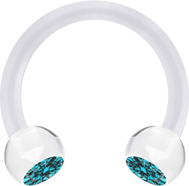Produktbild Star Piercing Micro Circular Barbell transparent mit zwei Kugeln Kristall aqua (ohne Messing, Acryl)