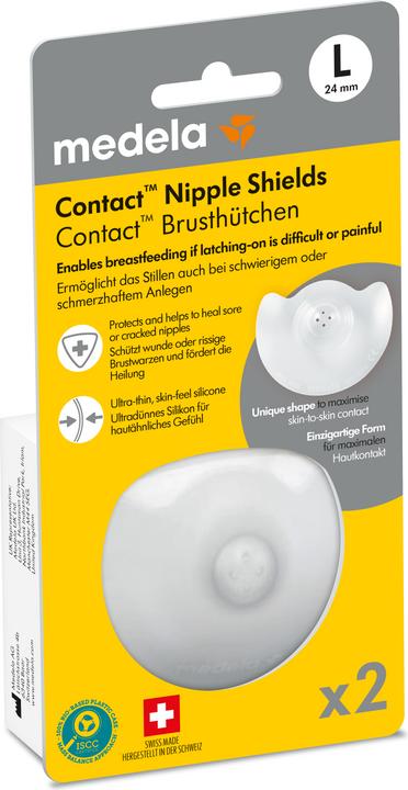 Medela Contact Brusthütchen L ( Ø 24mm), 2 Stück mit Aufbewahrungsbox (L)