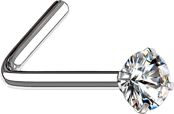 Immagine prodotto Star Piercing Borchia da naso angolata in argento set di cristalli rotondi in argento (Acciaio chirurgico 316L)