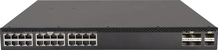 Actual product image HPE E N FlexFabric 5710 Switch, 24 XGT, 6 QSFP+ or 2 QSFP28 Ports, ToR, IRF, Static Routing, RIP, PF (24 ports)