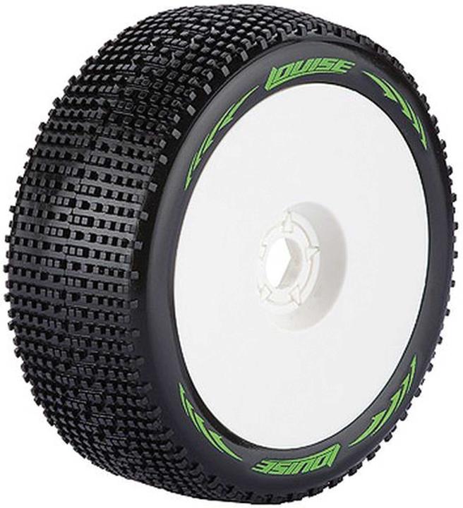 Actual product image Louise B-Groove 1/8 tyre soft on rim white 17mm (2)