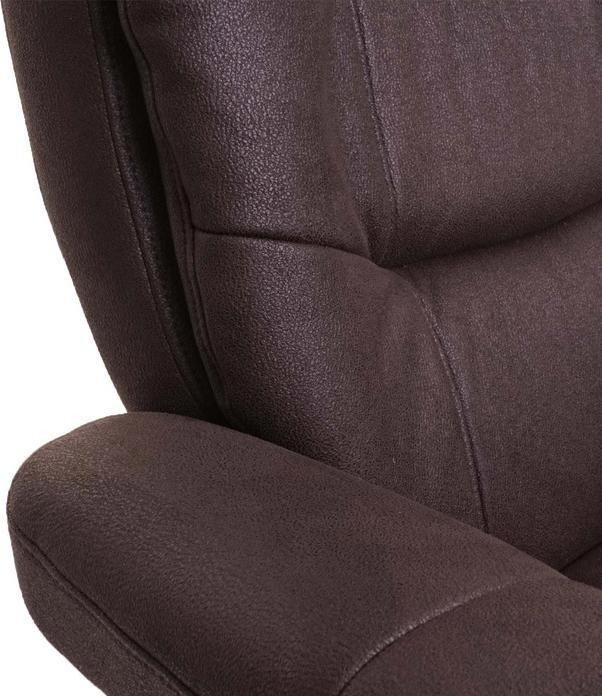 Immagine prodotto Swisshandel24 Poltrona MCA Relax, poltrona TV, poltrona TV sgabello, tessuto finto camoscio nero-marrone