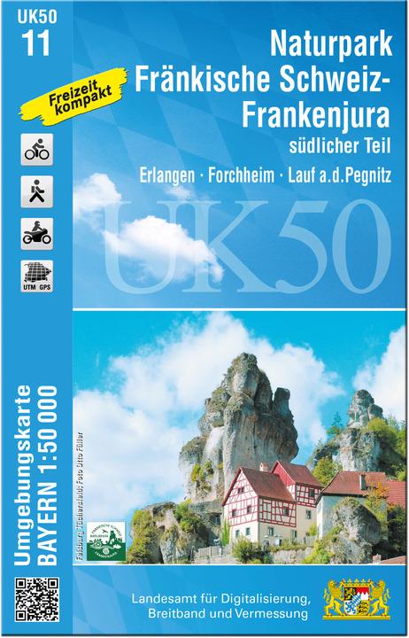 Actual product image Topographical map of Bavaria Franconian Switzerland- Veldensteiner Forst, southern part