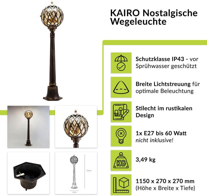 Produktbild Licht-Erlebnisse Aussenleuchte Kairo (E27, IP43)