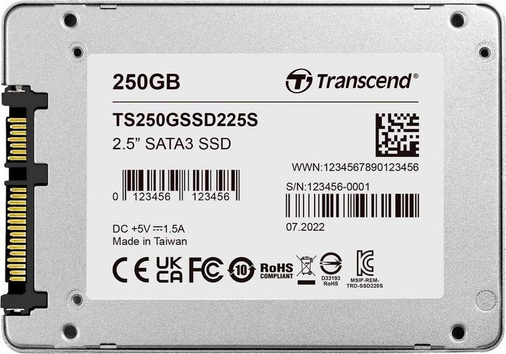 Immagine prodotto Transcend 250GB 2.5IN SSD SATA3 3D TLC (250 GB, 2.5")