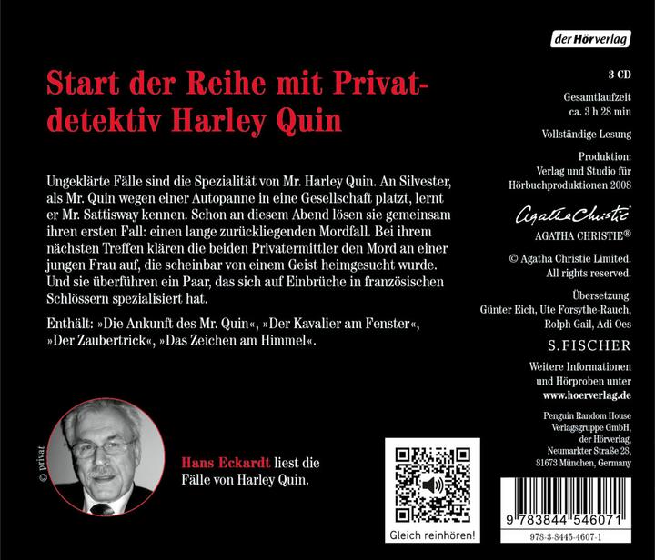 Image du produit L'étrange M. Quin 1 (Agatha Christie, Günter Eichel, Ute Forsythe-Jauch, Adi Oes, Rolf Gail, Allemand)