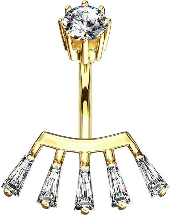 Actual product image Star Piercing Banana Inner Thread 14k Gold Plated Princess (Brass, Surgical steel 316L)