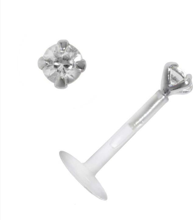 Bijouteria Piercing für Lippe/Tragus (Bioplast, Silber 925, Zirkonia)