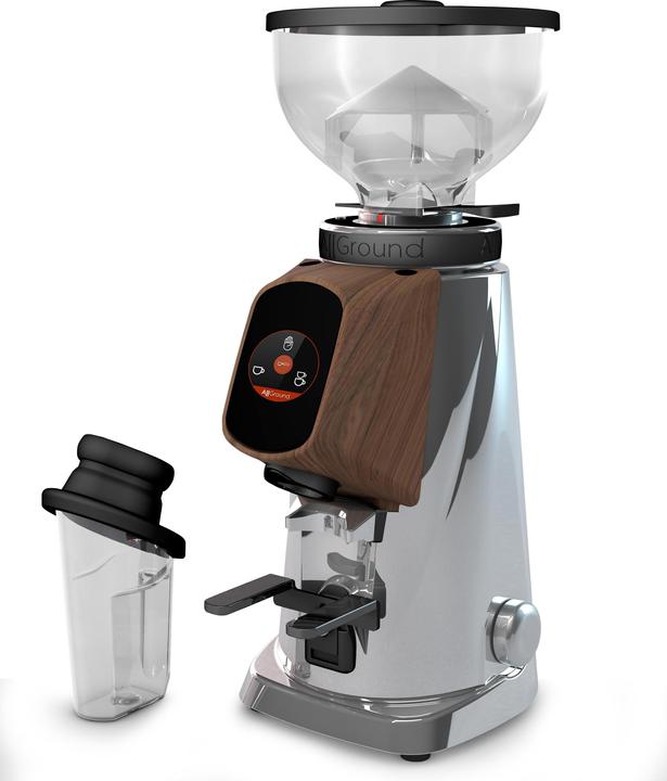 Actual product image Fiorenzato AllGround Coffee Grinder Chrome housing, oak wood 230V EU (EU plug)