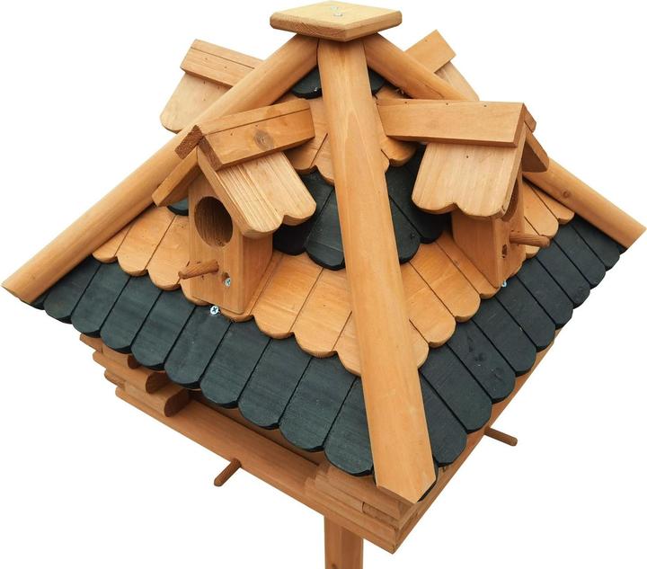 Image du produit Toboli Mangeoire pour oiseaux sur pied en Bois de sapin 115cm Oiseaux sauvages Abri avec lucarnes