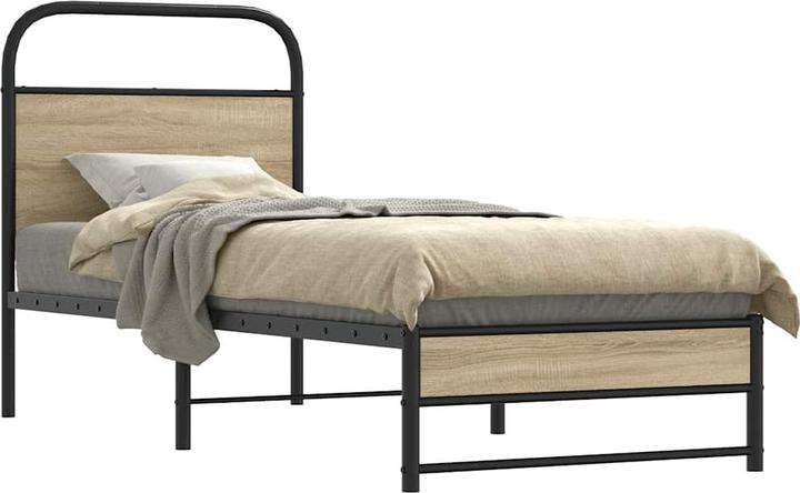 VidaXL Bettgestell ohne Matratze 90x200 cm Räuchereiche Holzwerkstoff (90 x 200 cm)