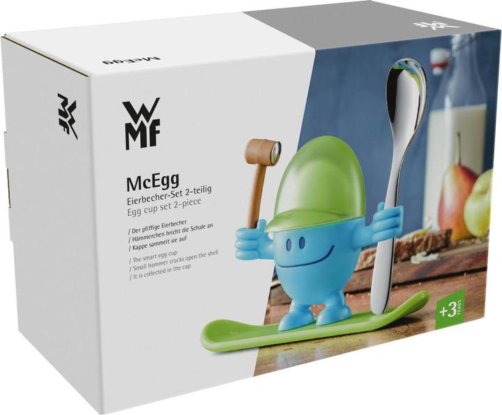 Produktbild WMF Eierbecher mit Löffel lustiger Eierbecher Kinder Kunststoff McEgg blau (1 x)